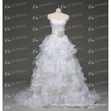 ED Bridal Elegant A-line Organza branca Sweetheart decote Zipper Lace Appliqued Luxo Beaded Sash vestido de noiva 2017